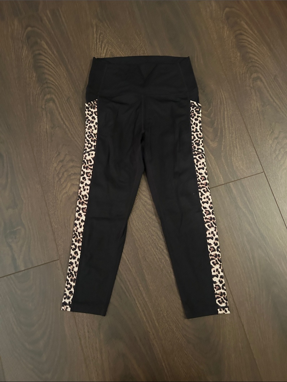 ZYIA Black Leggings with Leopard Side Panels - Women